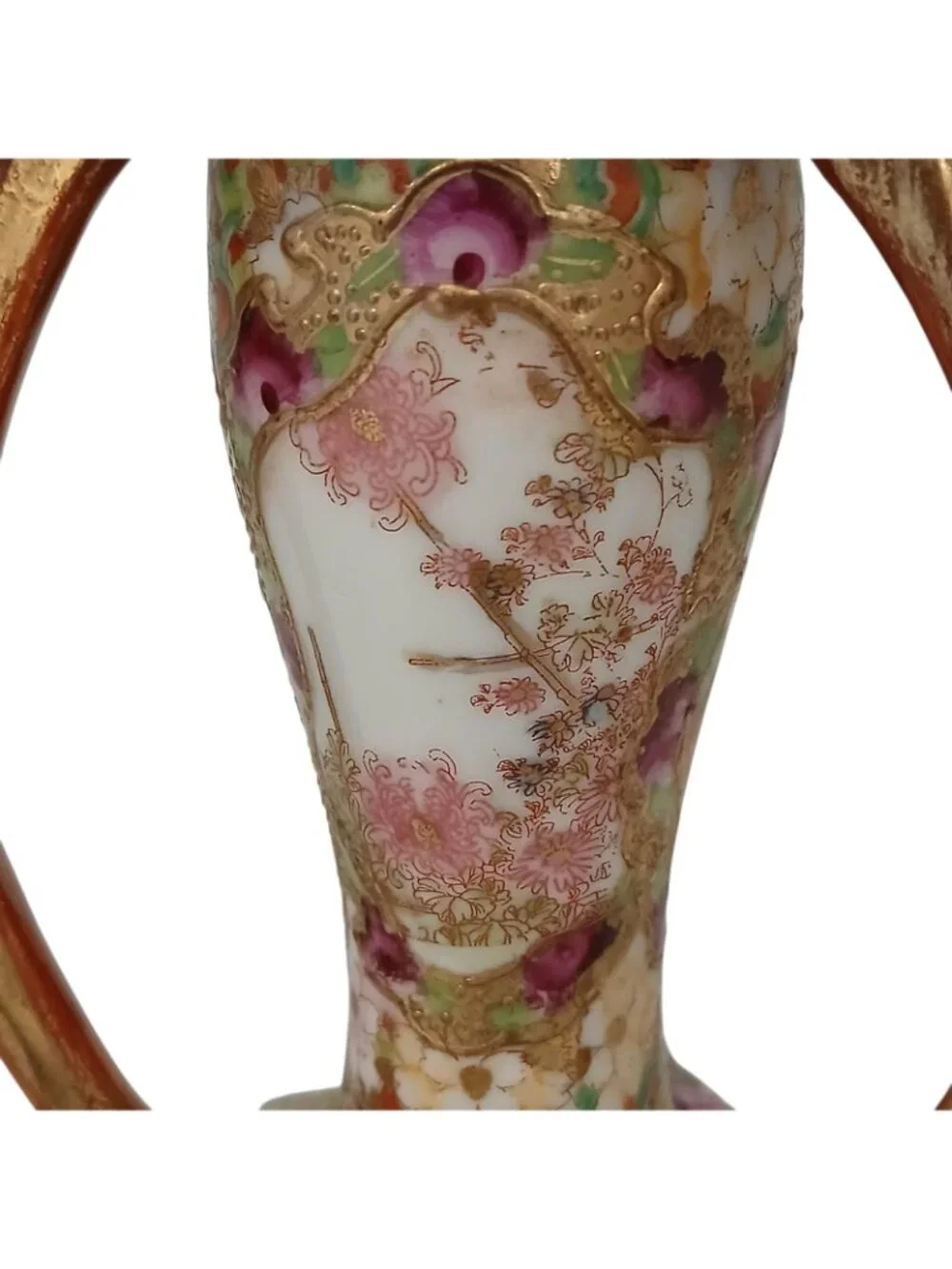 Rare Japanese Satsuma Revival Posy Vase Gilt & Hand Painted Scenes, c.1900–1920